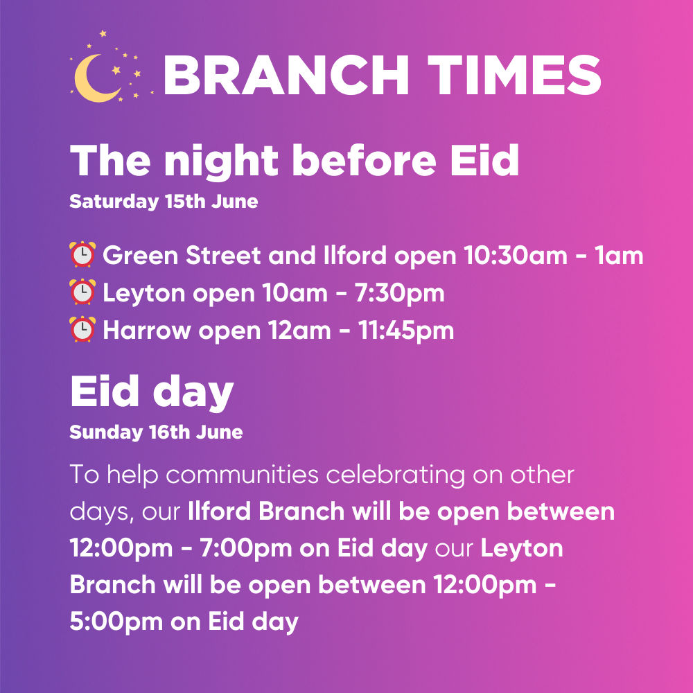 Eid ul Adha Branch Opening Times