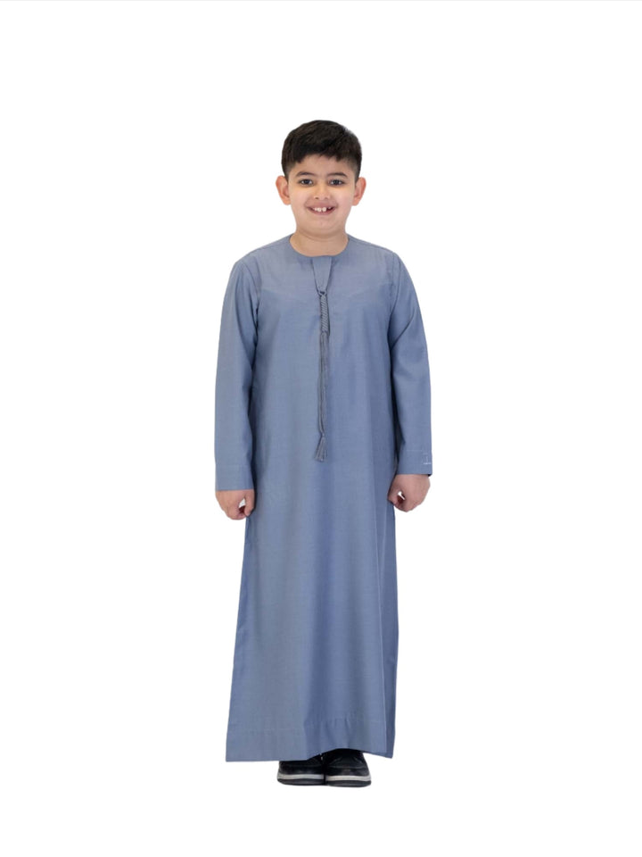 ثوب عماني للأولاد من الانطباعات الإسلامية مع شرابة - كم طويل