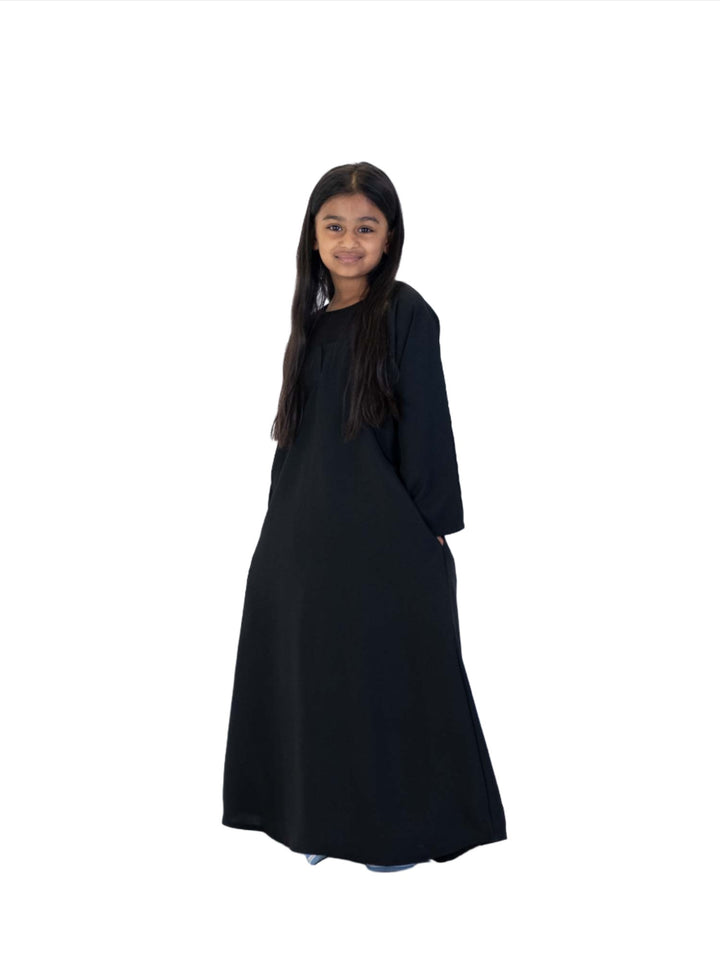 Girls Nida One Button Abaya With Pocket