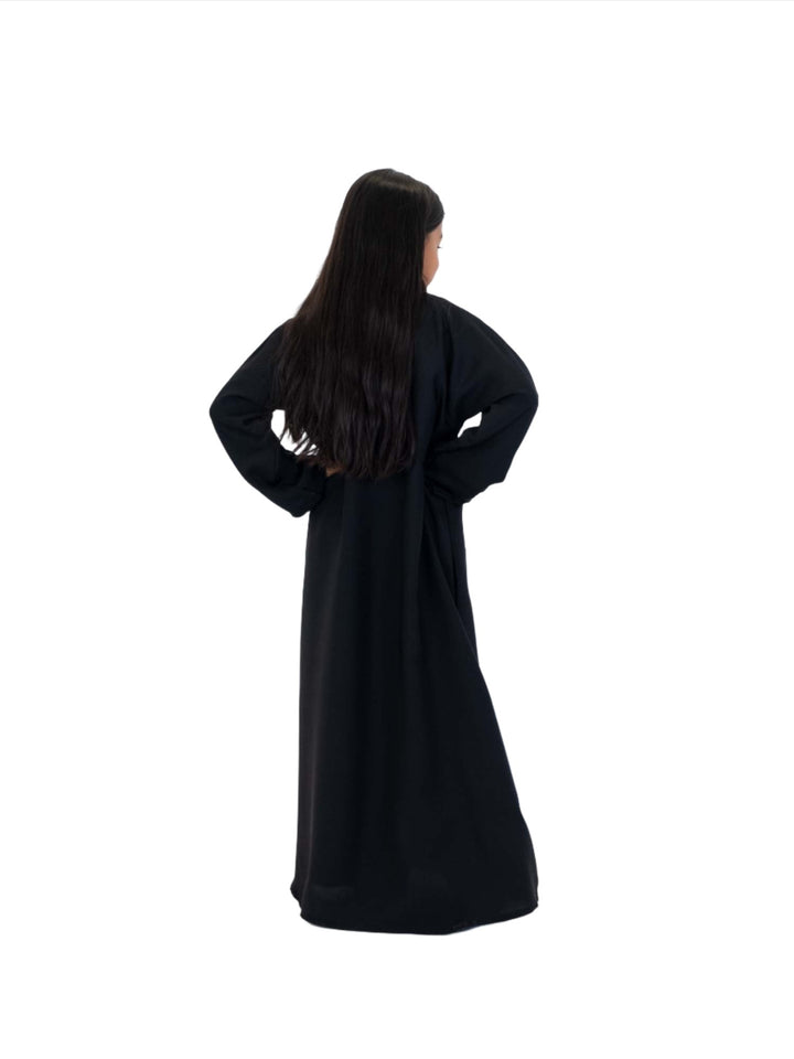 Girls Nida One Button Abaya With Pocket