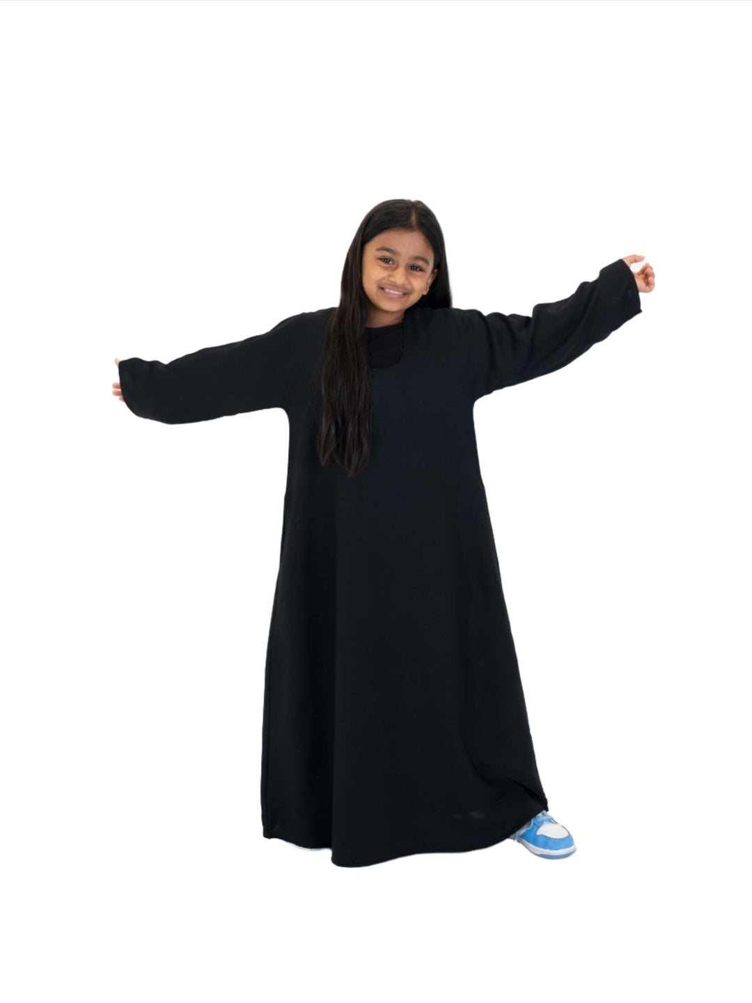 Girls Nida One Button Abaya With Pocket