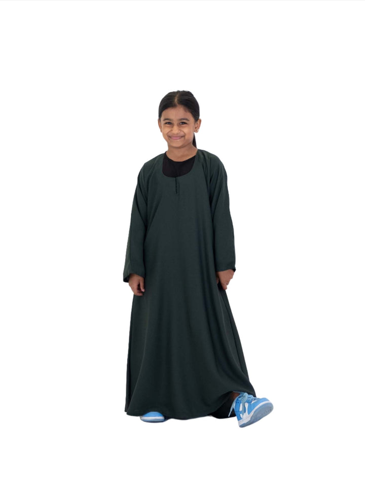 Girls Nida One Button Abaya With Pocket