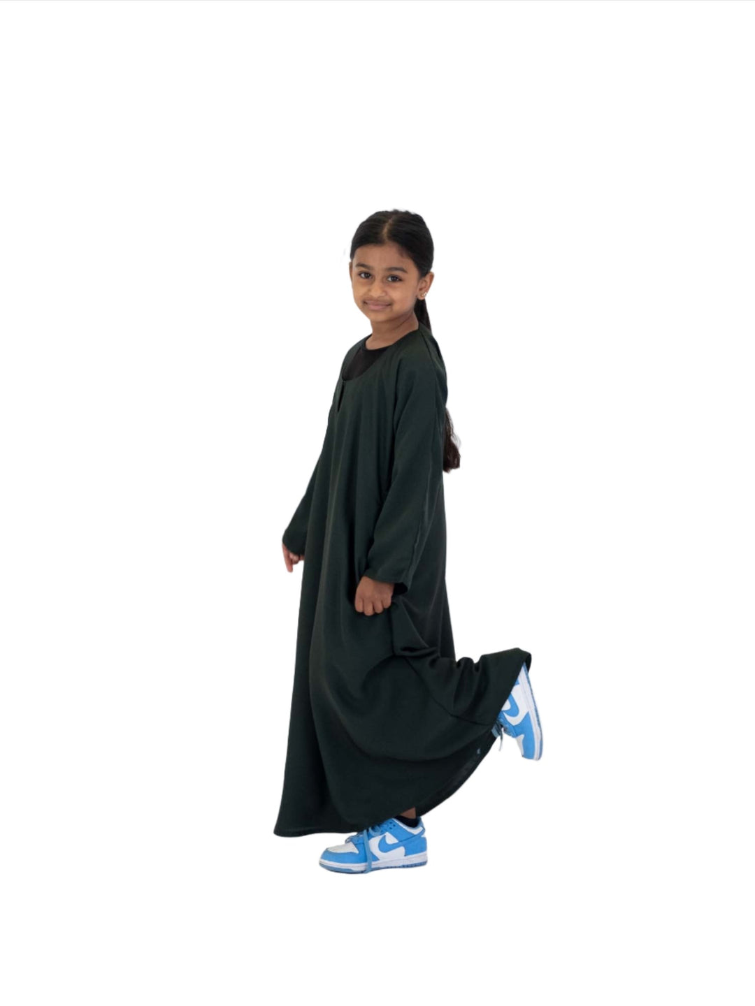 Girls Nida One Button Abaya With Pocket