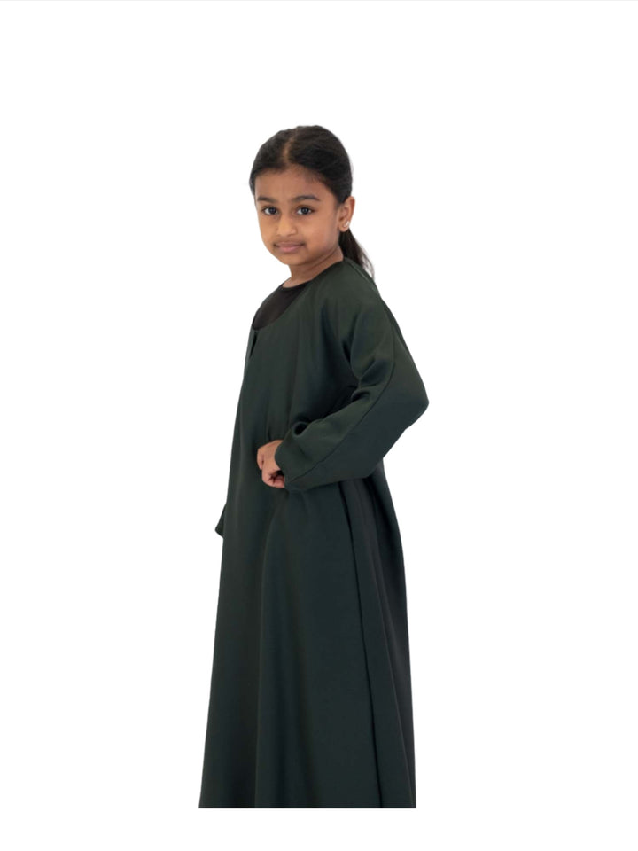 Girls Nida One Button Abaya With Pocket