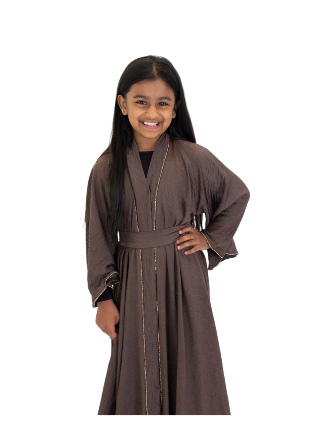 Girls Makeba Gold Trim Abaya