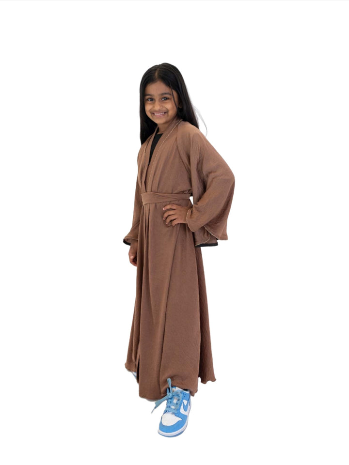 Girls Makeba Gold Trim Abaya