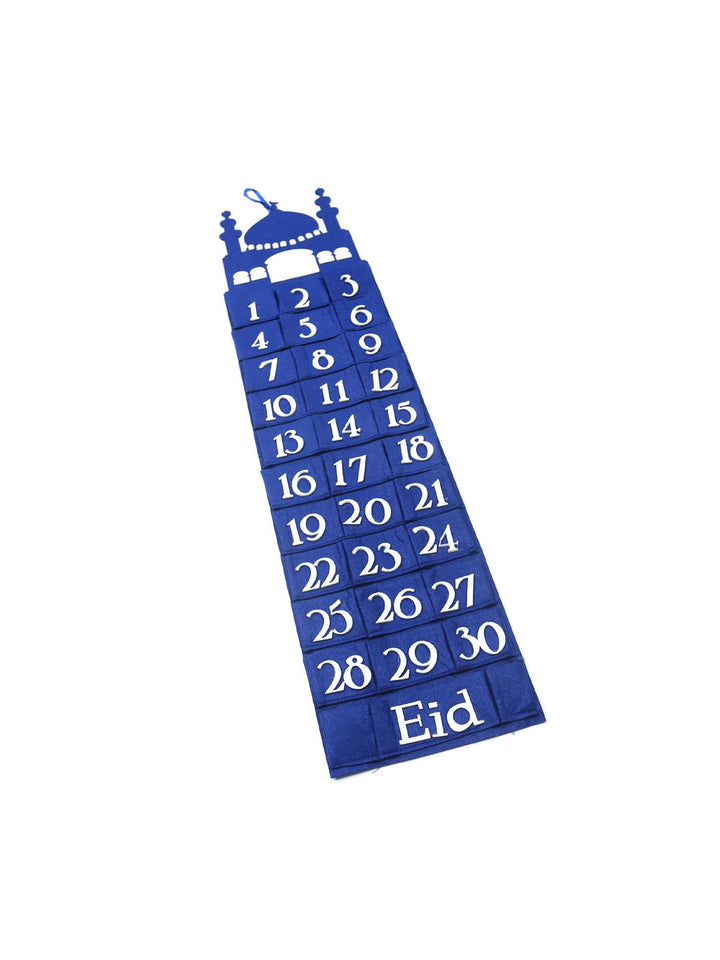 Mosque Felt Ramadan Advent Calendar With Pockets - Blue