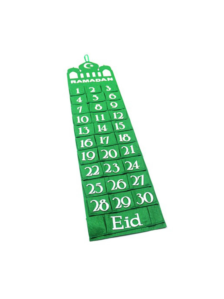 Mosque Felt Ramadan Advent Calendar With Pockets - Green