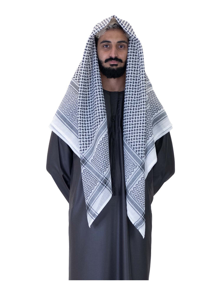 Islamic Impressions - Men's Arab Style Scarf - Black & White